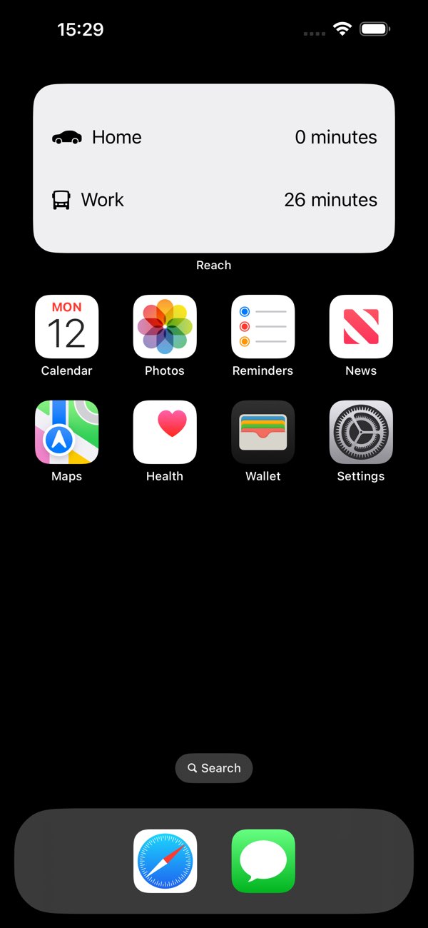 Reach iPhone route options screenshot