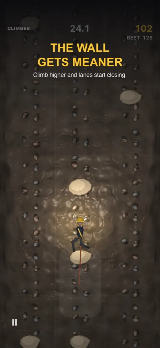 Climber Arcade — Barrier rocks close lanes higher up the wall