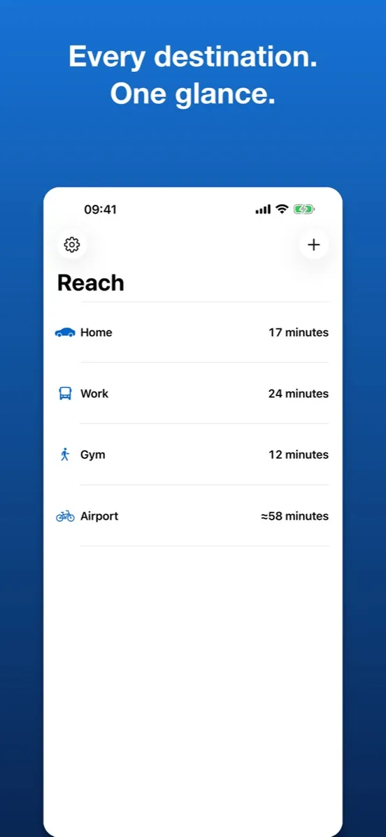 Reach — Destination list with live ETAs