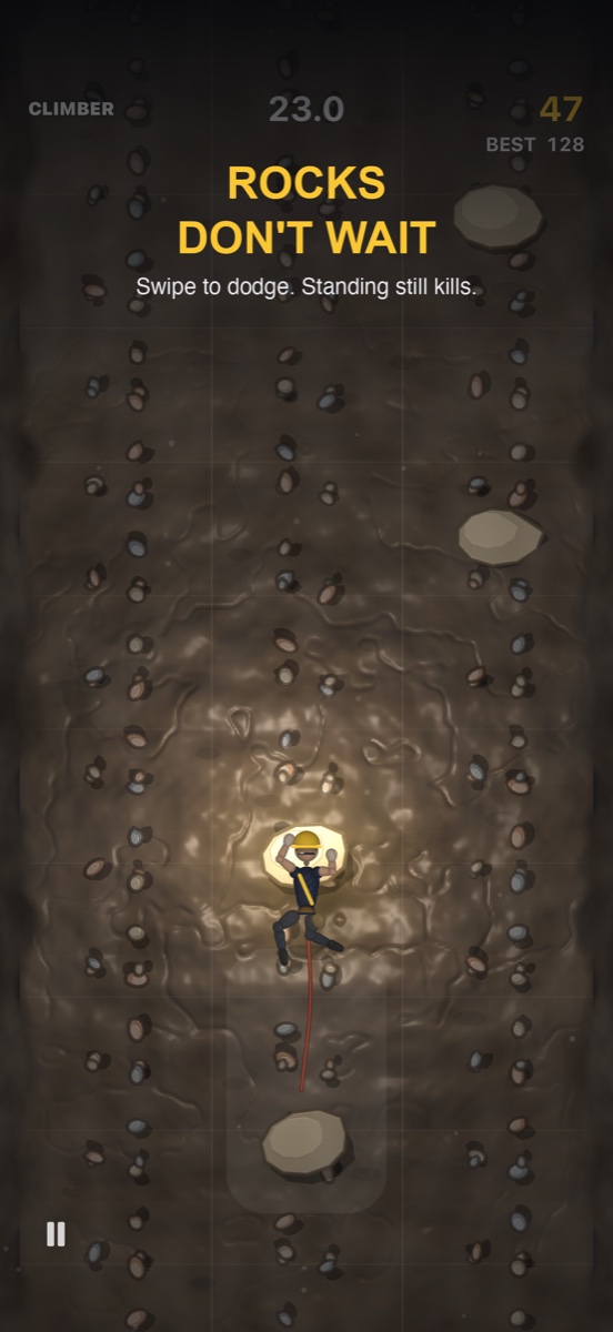 Climber Arcade — Swipe to dodge falling rocks