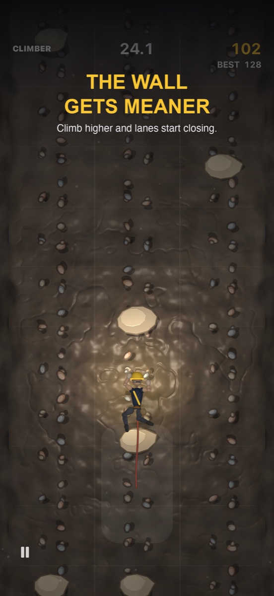 Climber Arcade — Barrier rocks close lanes higher up the wall